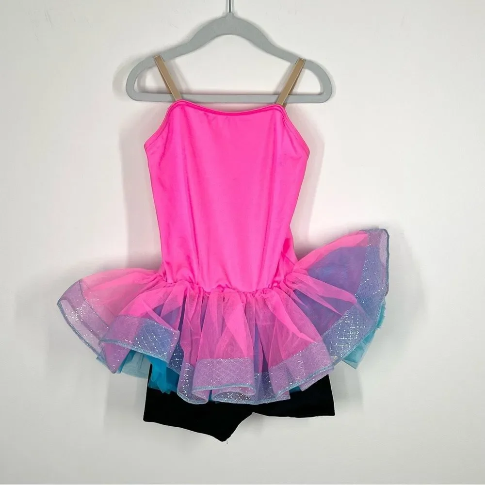 Weissman Showtime Lip Gloss Dance Costume Rainbow Sequin Jacket Tutu IC